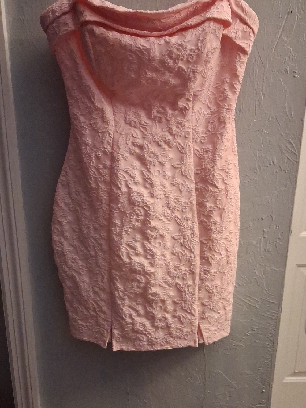 B Darlin Strapless Blush Pink Lace Party Dress